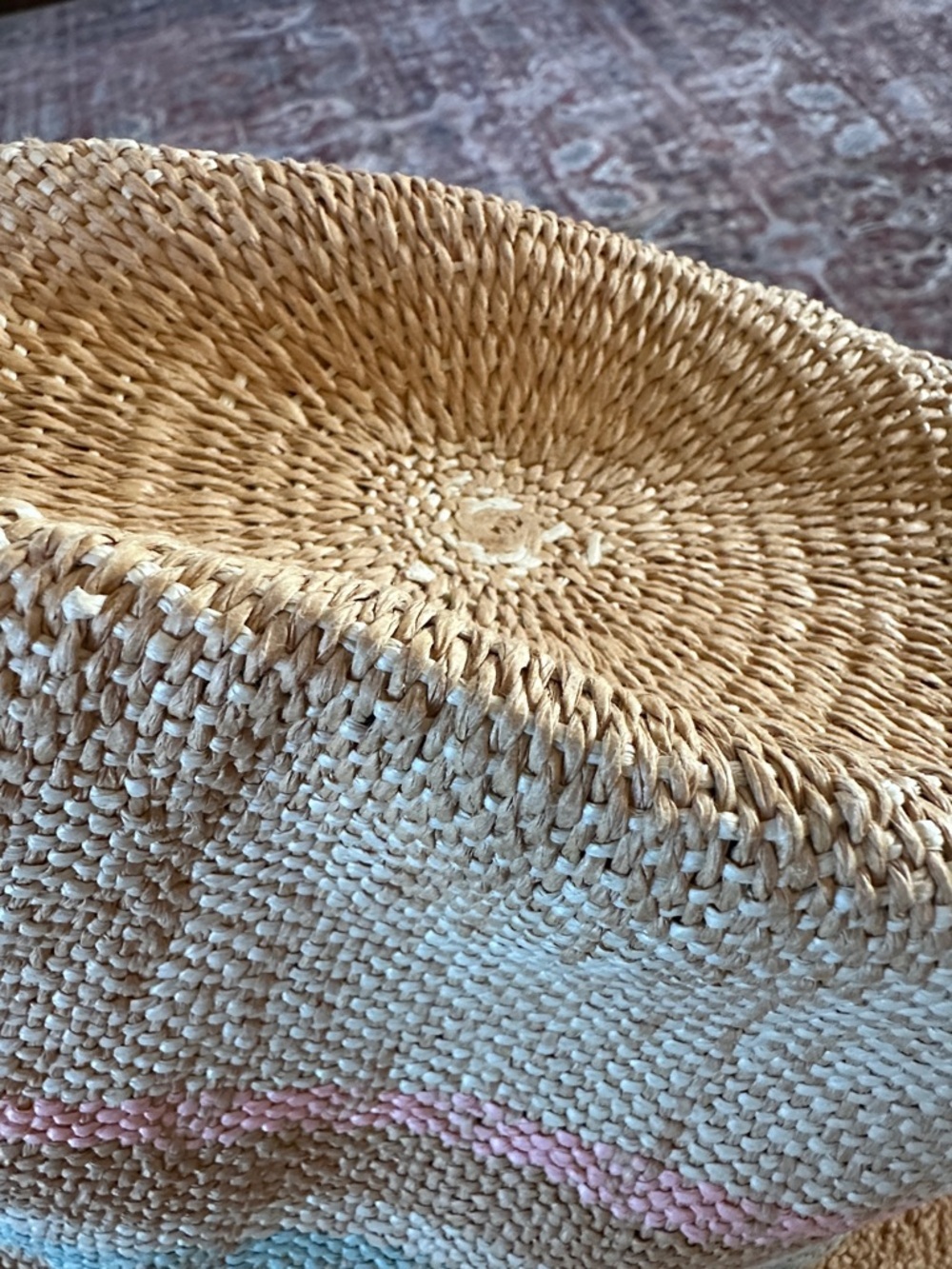 Universal Thread Woven Straw Cowboy Hat with Pink and Blue Accent - Picture 6 of 6